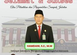 Ucapan Selamat Sekretaris PTA Makassar: Bapak Hamdani, S.E., M.M.